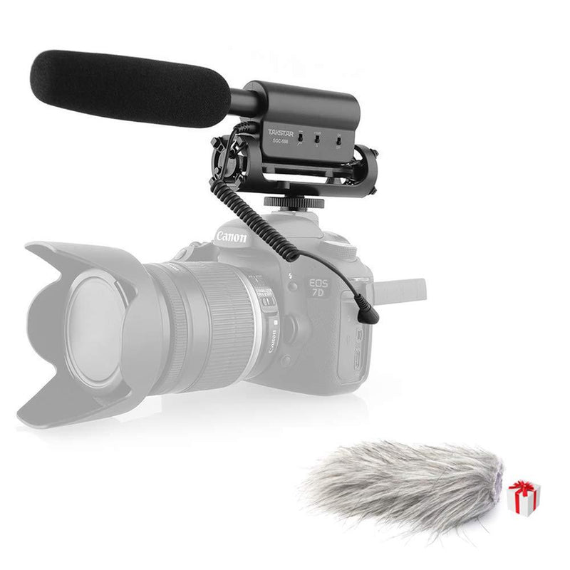 TAKSTAR SGC-598 Interview Shotgun Mic On Camera Video Microphone for Nikon Canon DSLR Camera with Furry Windscreen Muff, OPEN BOX