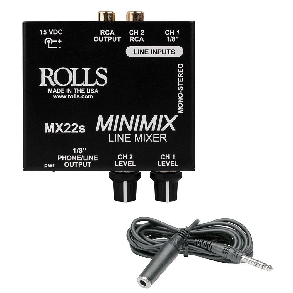 [AUSTRALIA] - Rolls MX22s Mini Mix Line Mixer with Hosa 1/4" Phone TRS Headphone Extension Cable- 10' 