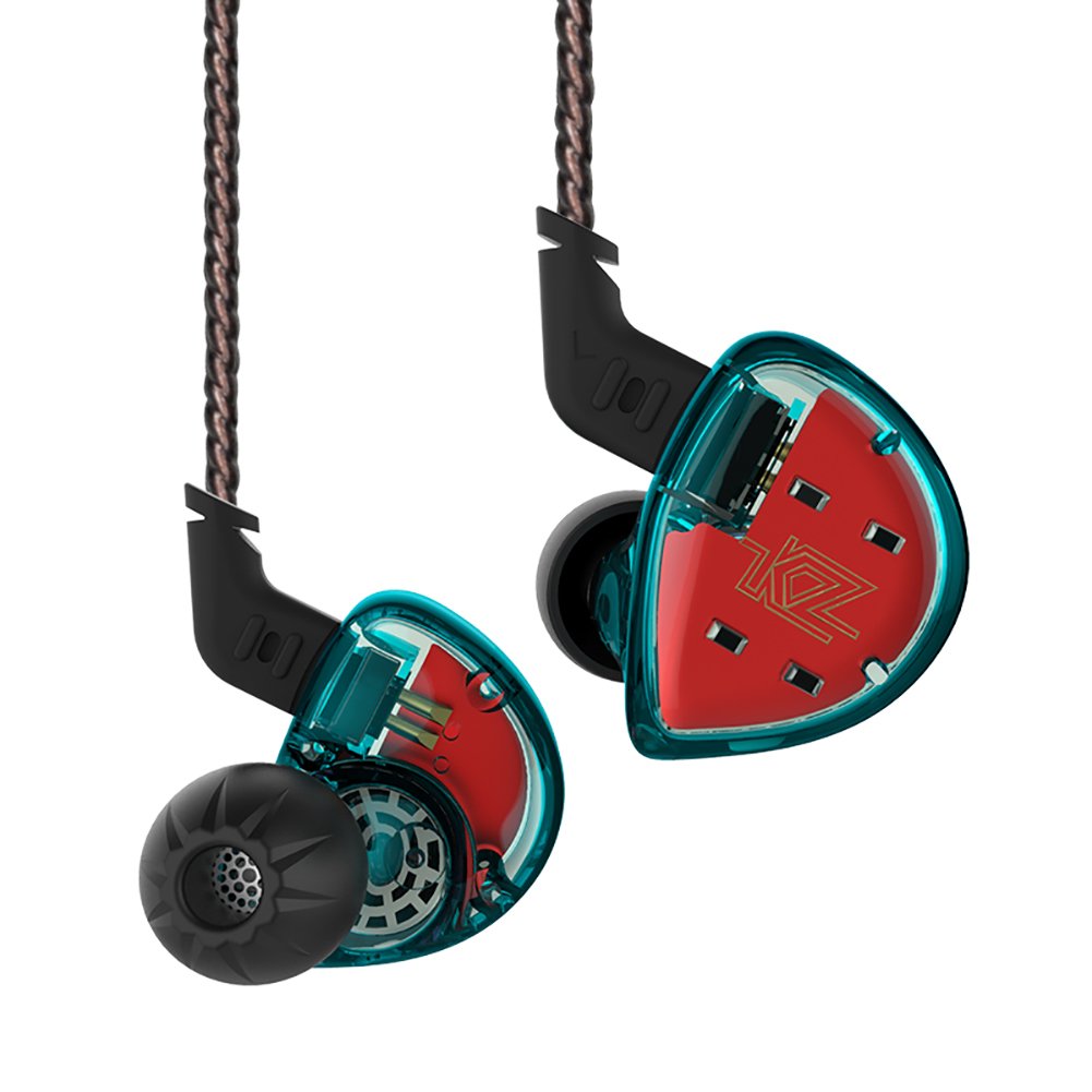 KZ ES4 Hybrid HiFi Bassy in-Ear Headphones/Earphones/Earbuds (Blue Without Mic)