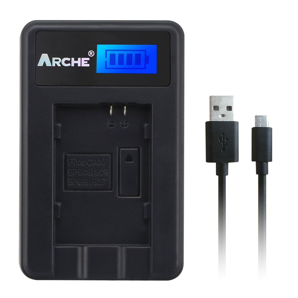 BP-808 BP808 ARCHE LCD Single Slim USB Charger for [Canon VIXIA HF S200 HG20 HG21 HG30 M30 M31 M32 M300 HF M40 HF M41 HF M400 iVIS HF10 HF11 HF100 HF20 HF200 LEGRIA HF M306 HF M31 HF M32 HF M36 HF]