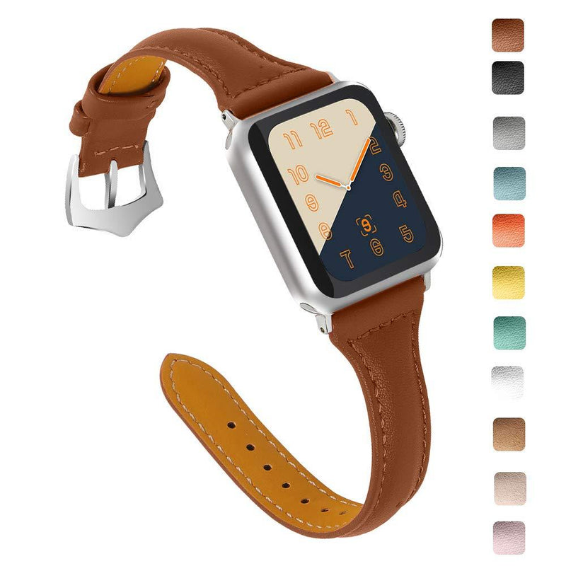 OULUCCI Compatible Apple Watch Band 38mm 40mm, Top Grain Leather Band Replacement Strap for iWatch Series 7, Series 6, SE, Series 5, Series 4,Series 3,Series 2,Series 1,Sport, Edition Brown
