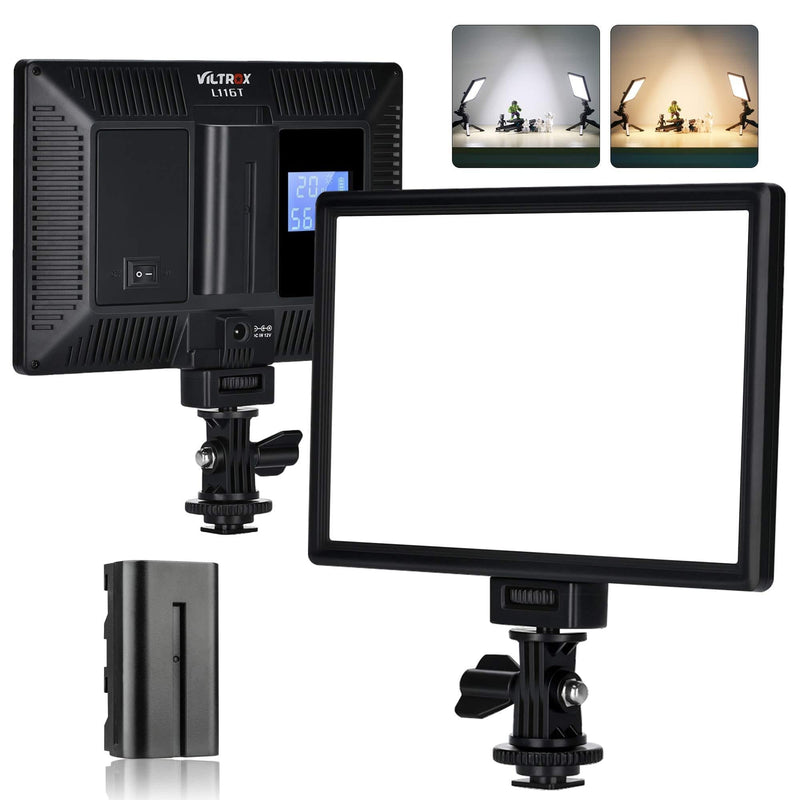 VILTROX L116T Key Light LED Video Light Kit,3300K-5600K On Camera Video Light Video Conference Live Broadcast Light with NP-F550 Lithium Battery