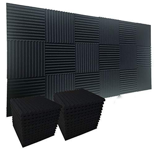 48 Pack Black 12"X 12"X1" Acoustic Panels Studio Soundproofing Foam Wedge Tiles,