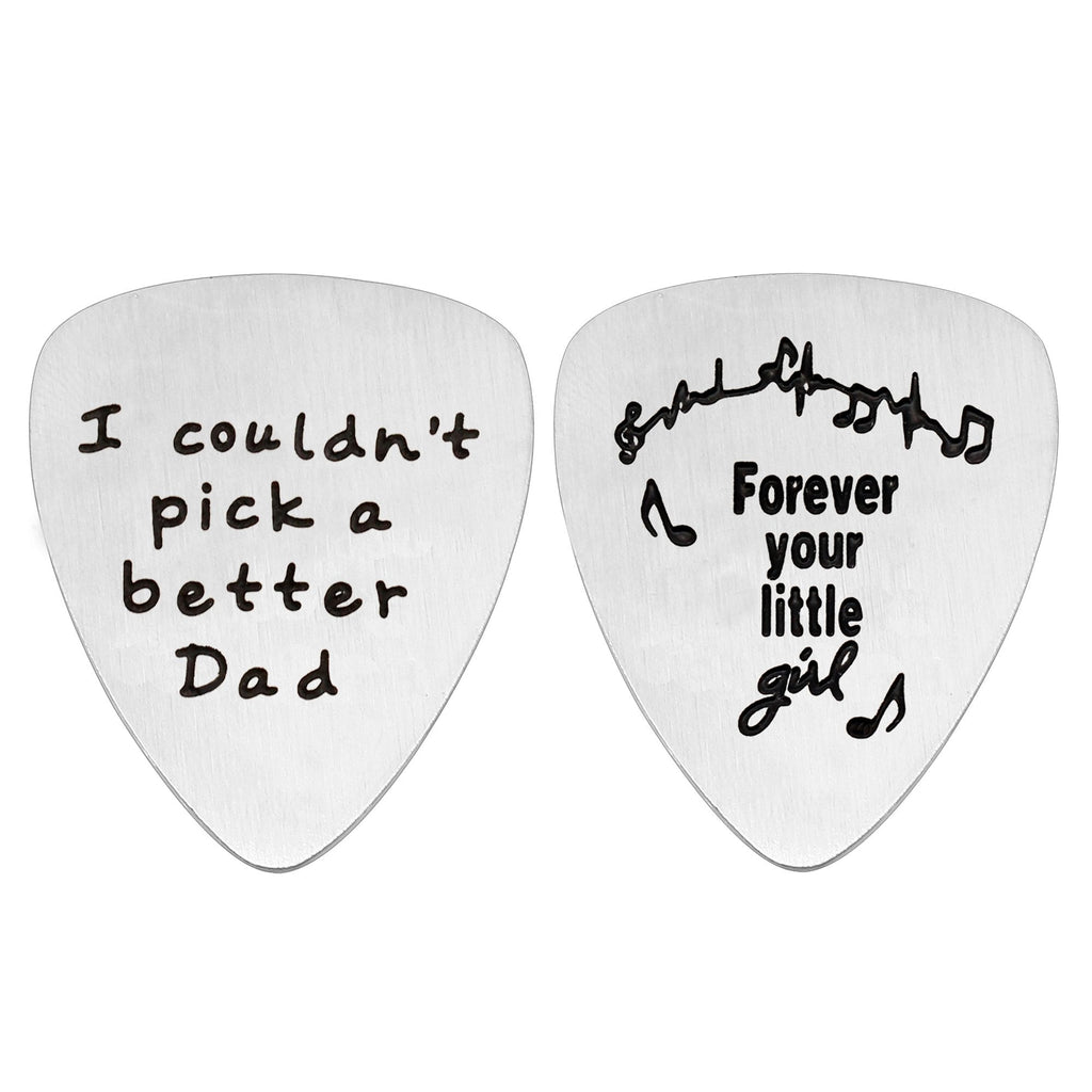 AGR8T 2PCS Guitar Pick Papa from Daughter Stainless Steel - I Couldn't Pick a Better Dad