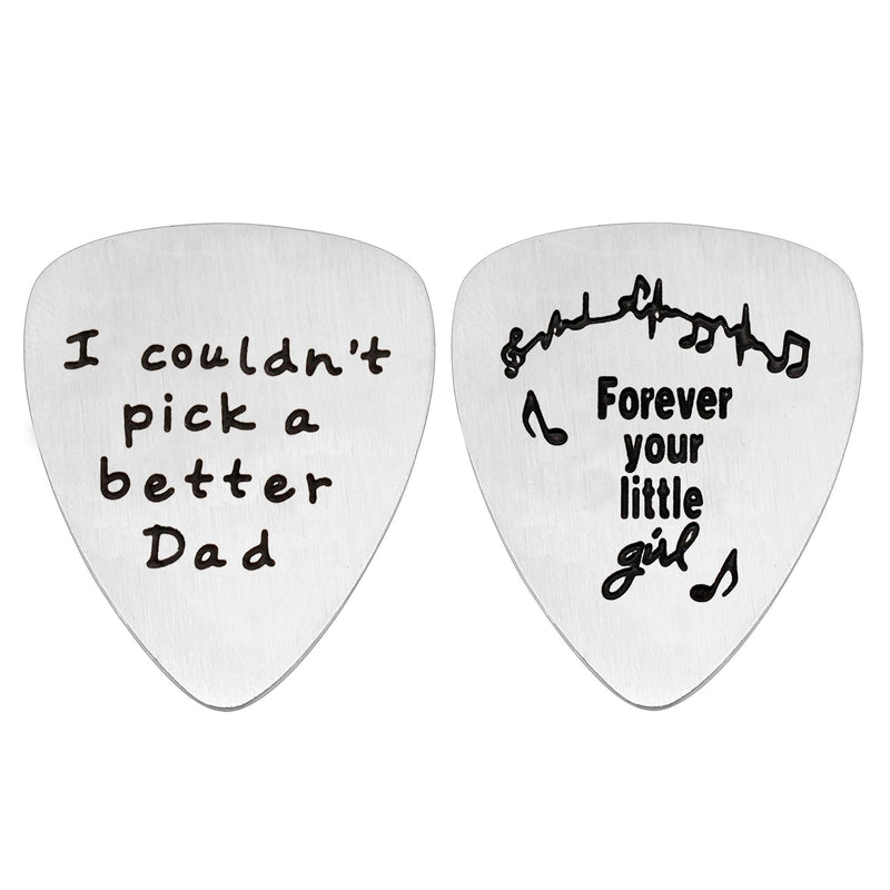 AGR8T 2PCS Guitar Pick Papa from Daughter Stainless Steel - I Couldn't Pick a Better Dad