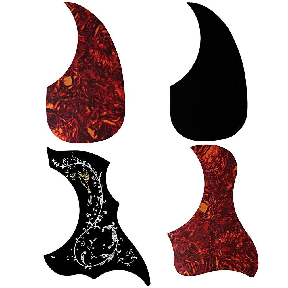 Fashion Road 4Pcs Acoustic Guitar Pickguard, Anti-Scratch Guard Plate Pick Guards, Droplets Bird Pattern Self Adhesive Guard Plate