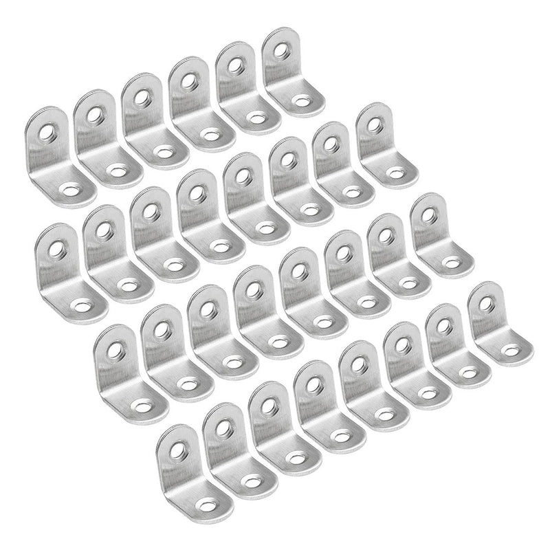 [AUSTRALIA] - uxcell Stainless Steel Shelves Corner Brace 25mmx25mmx16mm, Joint L Shape Right Angle Corner Fastener Joints Support Bracket, Pack of 30 