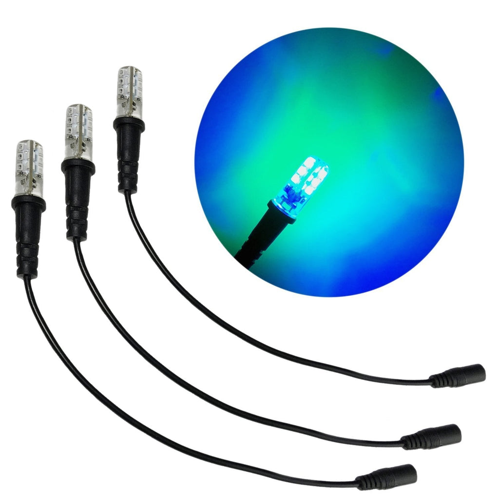 [AUSTRALIA] - 3 pack ocean blue green special effects led 12 volts dc with foam wood mounting cable socket dc barrel connector for themed environments props theatrical scenery water theming 