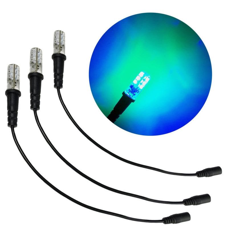 [AUSTRALIA] - 3 pack ocean blue green special effects led 12 volts dc with foam wood mounting cable socket dc barrel connector for themed environments props theatrical scenery water theming 