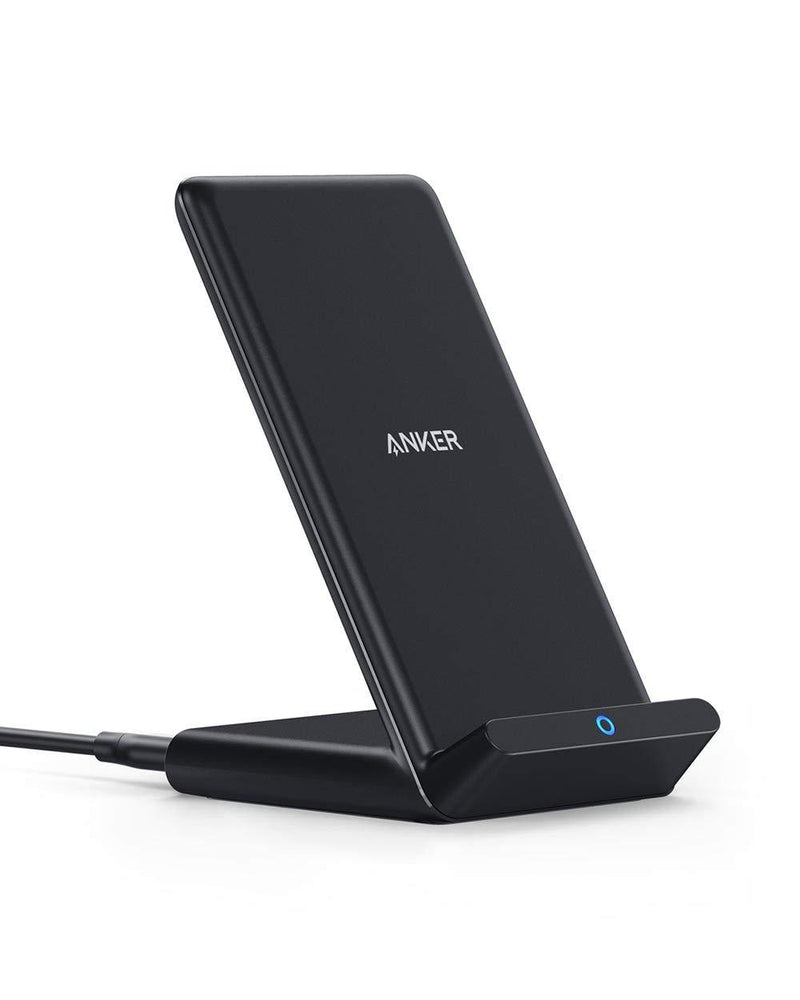 Anker Wireless Charger, PowerWave Stand, Qi-Certified for iPhone 12, 12 Mini, 12 Pro Max, SE, 11, 11 Pro, 11 Pro Max, XR, XS Max, 10W Fast-Charging Galaxy S20, S10, S9, S8, Note 10 (No AC Adapter) Black