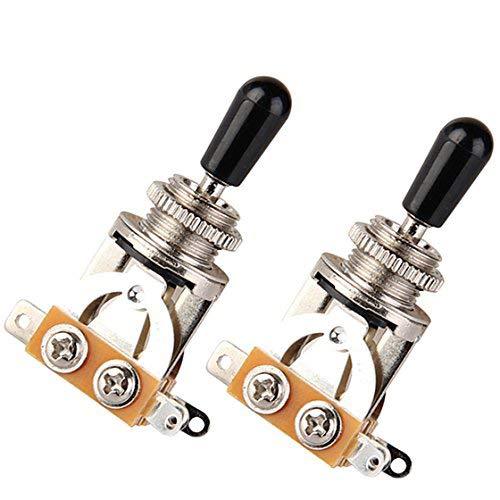 Timiy 3 Ways Short Straight Guitar Toggle Switch Pickup Toggle Switch Black Tip Knob Cap