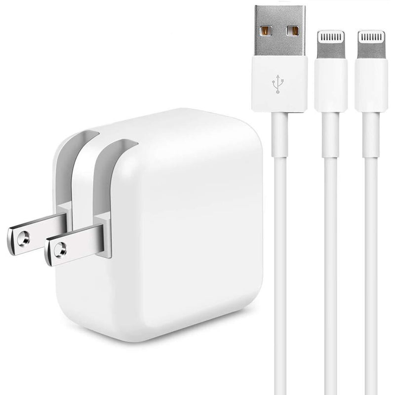 iPhone Charger iPad Charger,Original 2.4A 12W USB Wall Charger Foldable Portable Travel Plug and 2 Pack Charging Cable Compatible with iPhone,iPad
