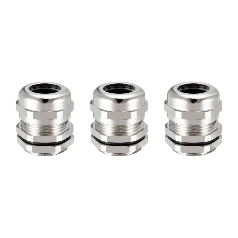 uxcell 3Pcs M22 Cable Gland Metal Waterproof Connector Wire Glands Joints for 10mm-13mm Dia Range