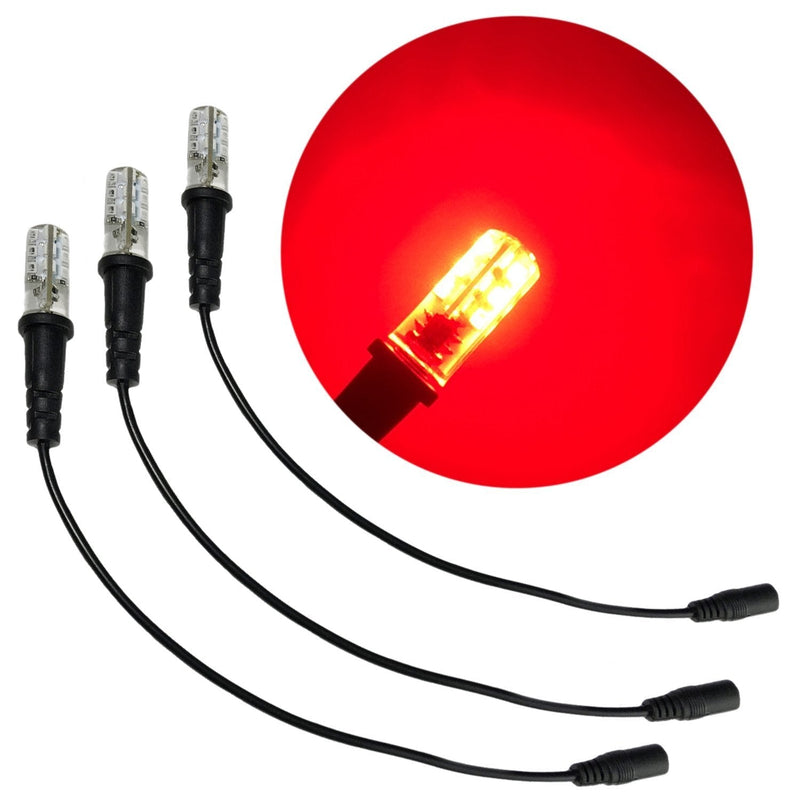 [AUSTRALIA] - 3 pack red special effects led 12 volts dc with foam wood mounting cable socket dc barrel connector for themed environments props theatrical scenery fire flame 