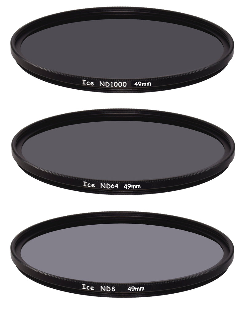 ICE 49mm Slim ND Filter Set ND1000 ND64 ND8 Neutral Density 49 10, 6, 3 Stop Optical Glass
