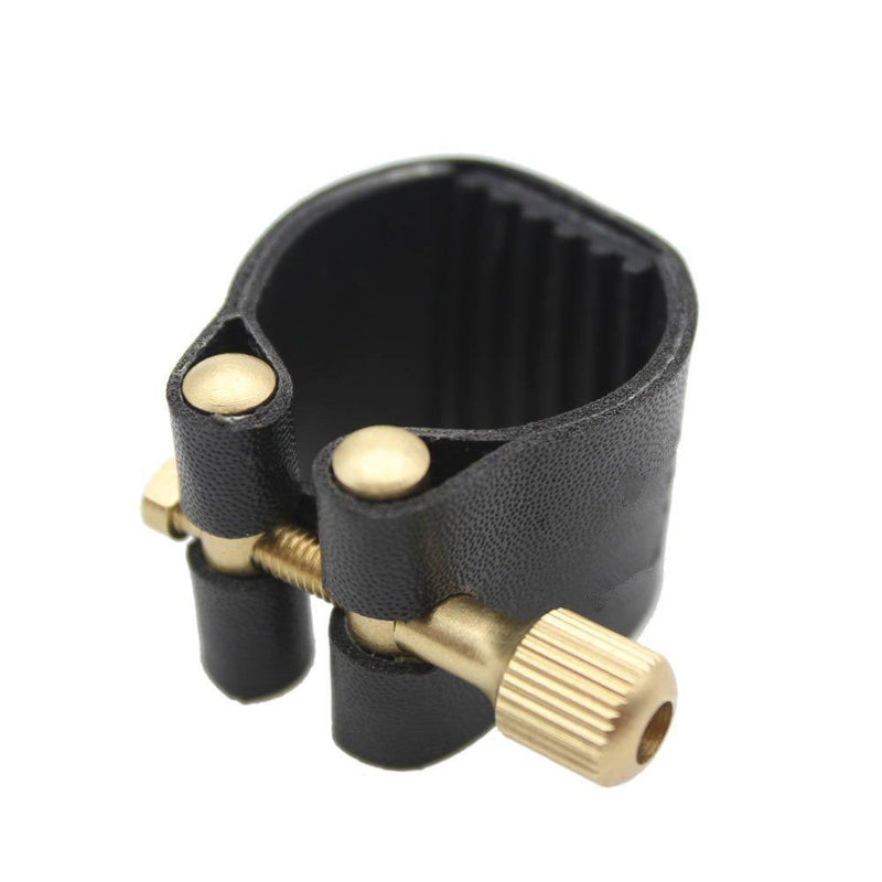 Timiy Artificial Leather Ligature Fastener for Alto Sax Saxophone Rubber Mouthpiece Black(ALTO)