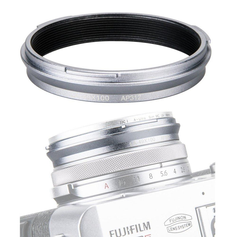 49mm Metal Lens Filter Adapter Ring for Fujifilm Fuji X100V X100F X100T X100S X100 X70 Camera & Wide Conversion Lens WCL-X100 II Installing UV CPL ND Filter Lens Cap Replace Fujifilm AR-X100 Silver 49mm filter adapter / silver