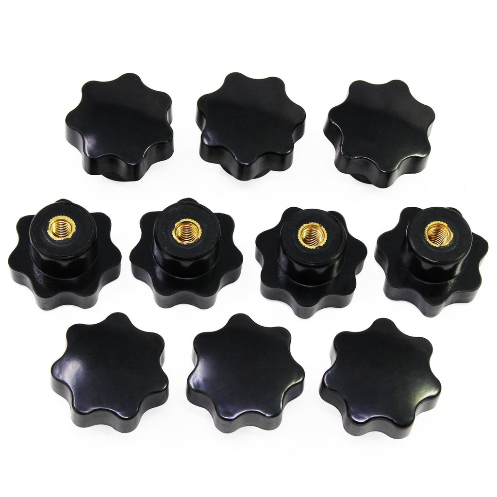 OCR 10Pcs Star Knob M6 Knurled Thread Clamping Knob, Star Shape Hand Knobs Black Plastic Screw-On Clamping Star Knob Handle m6--10pcs