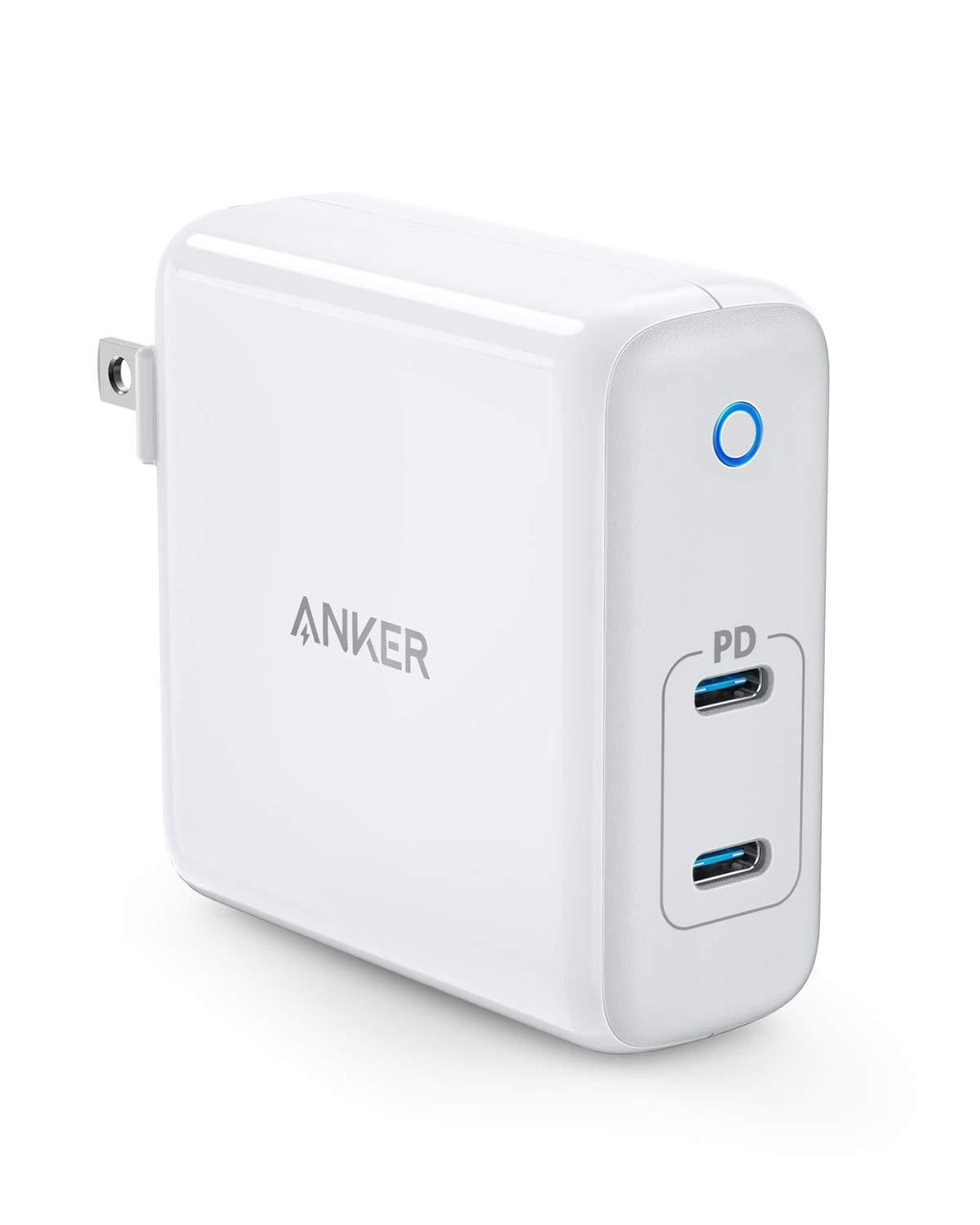 USB C Charger, Anker 60W 2-Port PowerPort Atom PD [GAN Tech] Foldable Wall Charger, Power Delivery for MacBook Pro/Air, iPad Pro, iPhone 12/11 / Pro/Ma x/XR/XS/X, Pixel, Galaxy, and More White