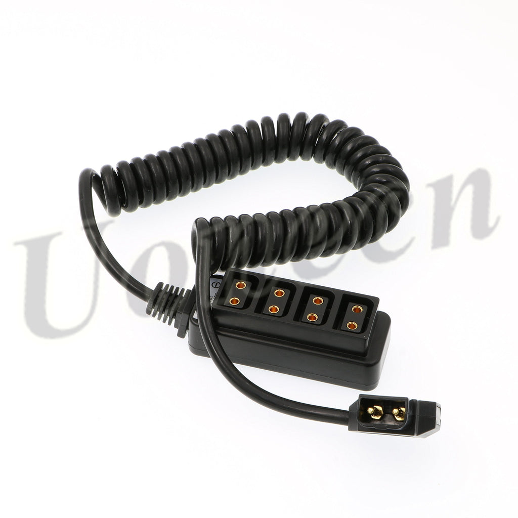 Uonecn Photography Power Coiled Cable D-tap B-type Male to 4 Port D-Tap Female for Anton Bauer V-mount Battery