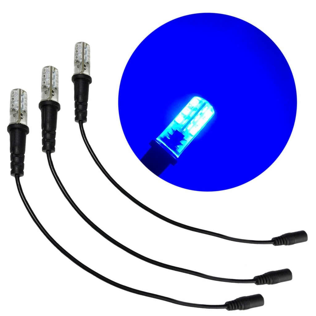 [AUSTRALIA] - 3 pack blue special effects led 12 volts dc with foam wood mounting cable socket dc barrel connector for themed environments props theatrical scenery marquees water theming lighting 