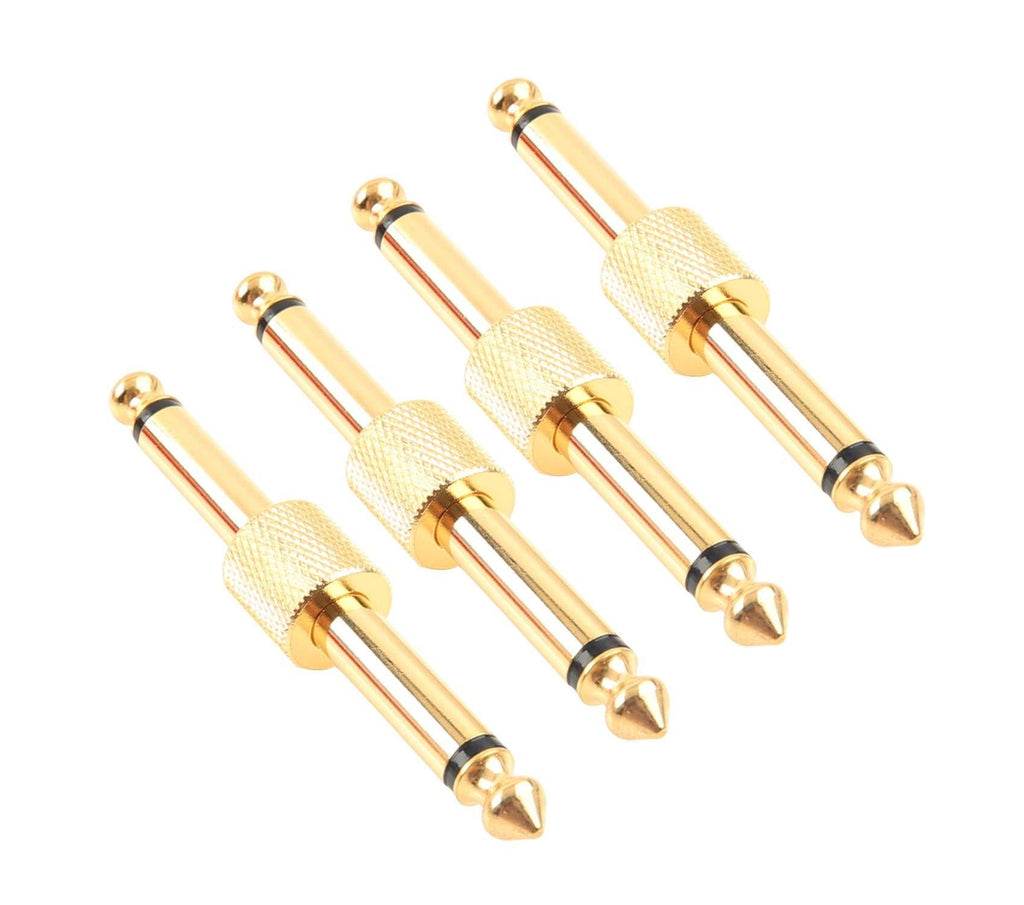 [AUSTRALIA] - Devinal Professional Guitar Pedal Coupler, 1/4 inch TS Guitar Effects Pedal to Pedal Connector Straight Type, Gold Planted (4 Pack) 