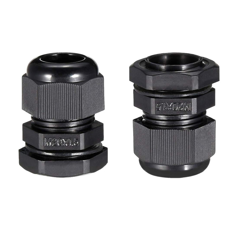 [AUSTRALIA] - uxcell 24Pcs M20x1.5 Cable Gland Waterproof Plastic Joint Adjustable Locknut Black for 6mm-12mm Dia Cable Wire 
