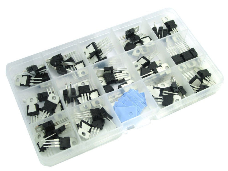 DollaTek 70PCS 14 Values Three Terminal Positive Negative/Voltage Regulator Transistor Kit T0-220