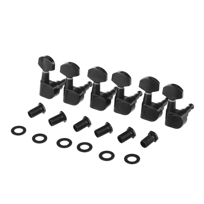 Musiclily Pro 6 inline Sealed 2-Pins Guitar Tuners Tuning Pegs Keys Machine Heads Set for Fender Squier Strat Electric Guitar, Black