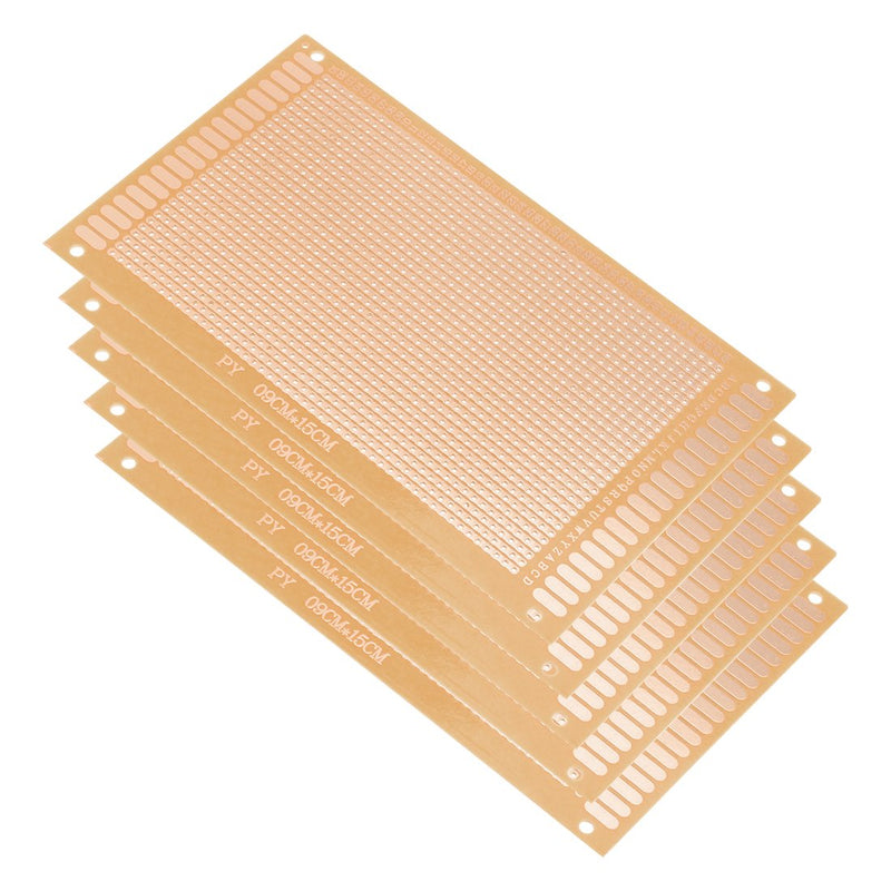 uxcell 9x15cm Single Sided Stripboard Universal Paper Printed Circuit Board Thickness 1.2mm for DIY Soldering Brown 5pcs