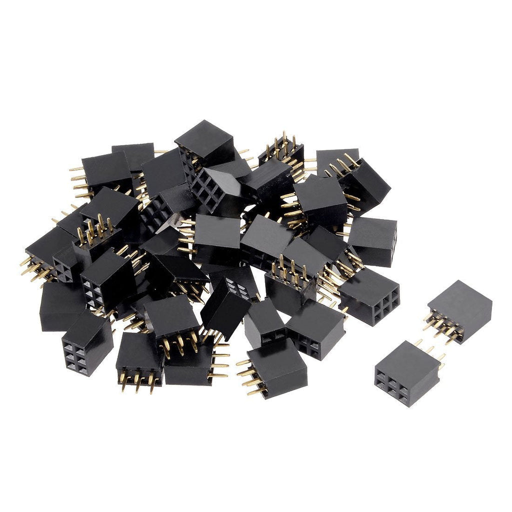 uxcell 50Pcs 2.54mm Pitch 2x3-Pin Double Row Straight Connector Female Pin Header Strip PCB Board Socket