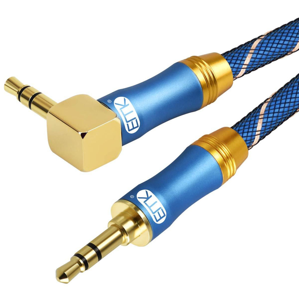 [AUSTRALIA] - 90 Degree Right Angle Aux Cable - [24K Gold-plated,Sound Quality]EMK Audio Stereo Male to Male Cable for Laptop, Tablets, MP3 players,Car/Home Aux Stereo, Speaker or More (4Ft/1.2Meters) 4Ft/1.2Meters 