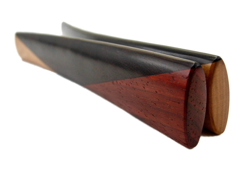 Pea Patch Minstrel-style Laminated “Tri-tone” Boxwood-Ebony-Padauk Bones (Narrow) Narrow