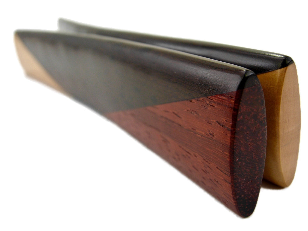 Pea Patch Minstrel-style Laminated “Tri-tone” Boxwood-Ebony-Padauk Bones (Wide) Wide