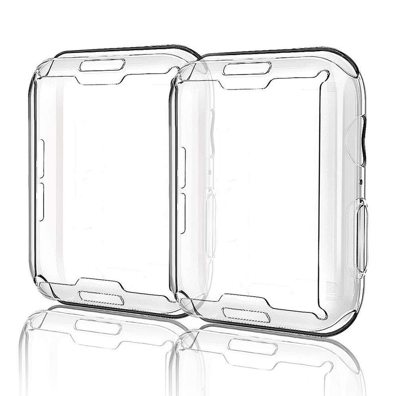 for Apple Watch 42mm Case iWatch Screen Protector TPU All-Around Protective Case Clear Ultra-Thin Cover for Apple Watch Series 3, 2 Pack case (Clear, for 42mm Apple Watch case)