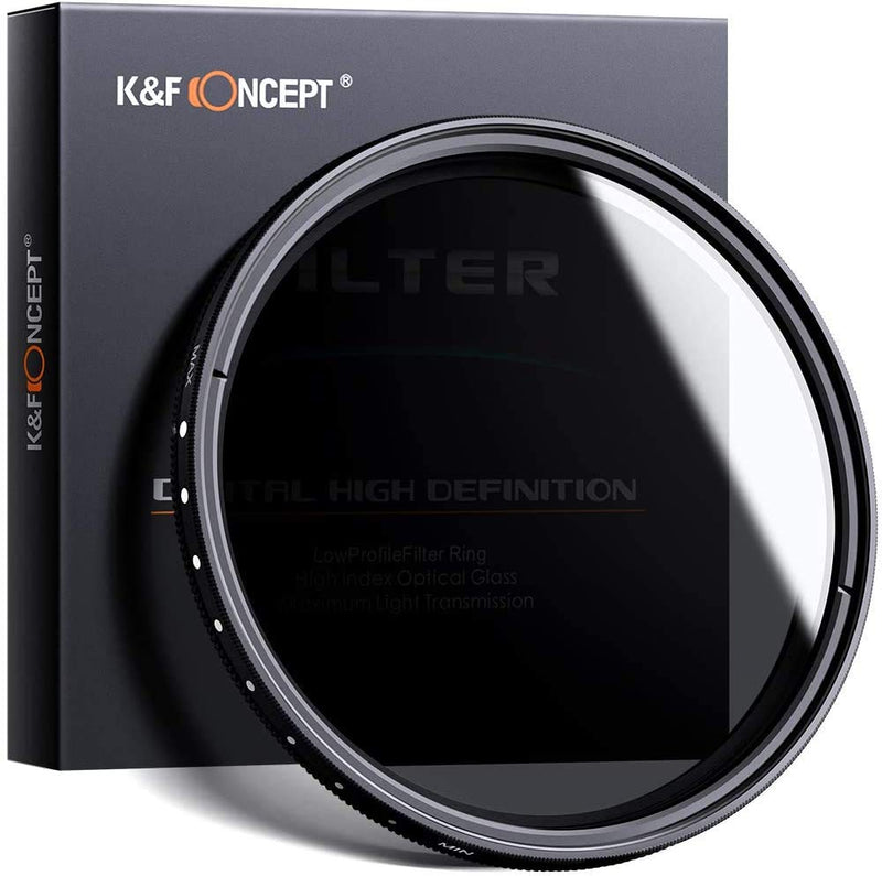 K&F Concept 37mm ND Filter Variable Fader NDX Neutral Density Adjustable ND2 to ND400 Lens Filter Kit + Cleaning Cloth for Cameras Lens