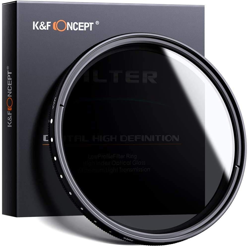 K&F Concept 49mm Slim HD Multi-Coated Variable ND Neutral Density Adjustable ND2 ND4 ND8 to ND400 Lens Filter + Lens Cleaning Cloth for Cameras Lens