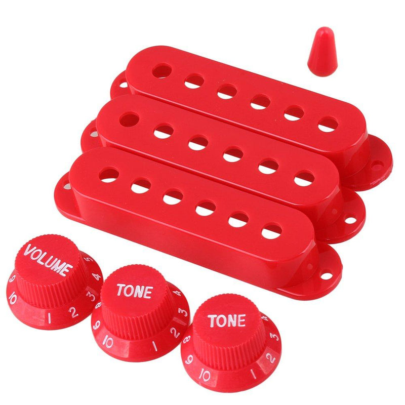 lovermusic lovermusic Red Single Coil Pickup Cover 1 Volume 2 Tone Knobs Switch Tip Electric Guitar