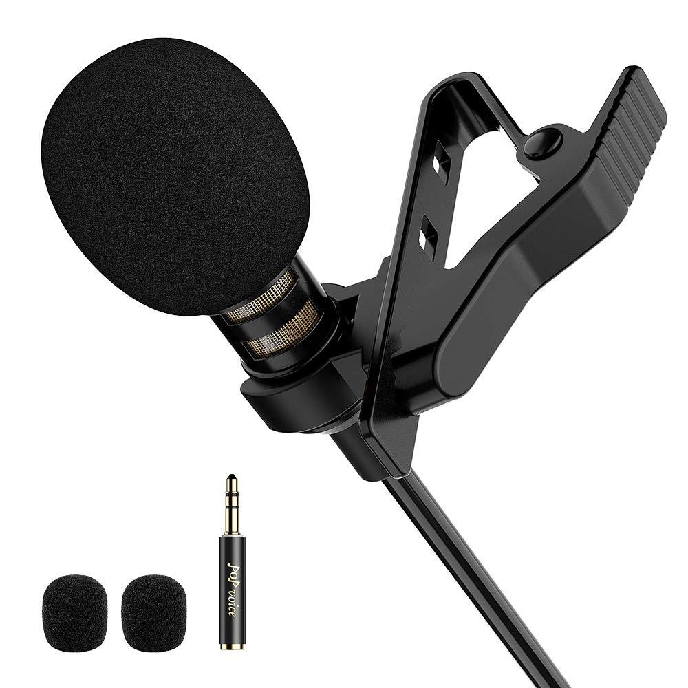 [AUSTRALIA] - PoP voice 196” Single Head Lavalier Lapel Microphone Omnidirectional Condenser Mic for Apple iPhone Android & Windows Smartphones, Youtube, Interview, Studio, Video Recording, Noise Cancelling Mic 