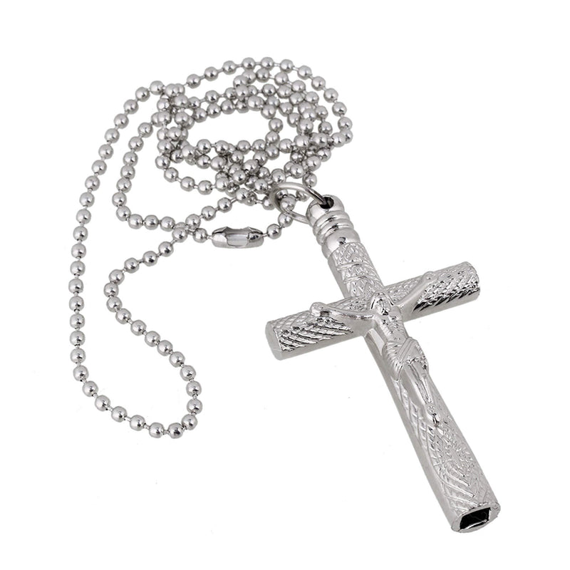 lovermusic lovermusic Chrome plated steel Crucifix Drum Skin Tuning Key with Long Chain Silver