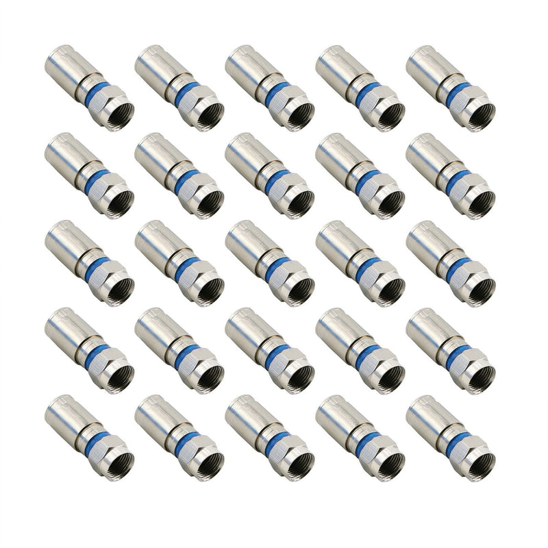 Pasow Compression RG6 F Connector Coax Coaxial Adapter Plug for Satellite & Cable TV (25 Pack) 25 Pack