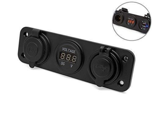 12V Socket with Twin USB Power Supply and Voltmeter Car Van 4X4 Pick Up Truck