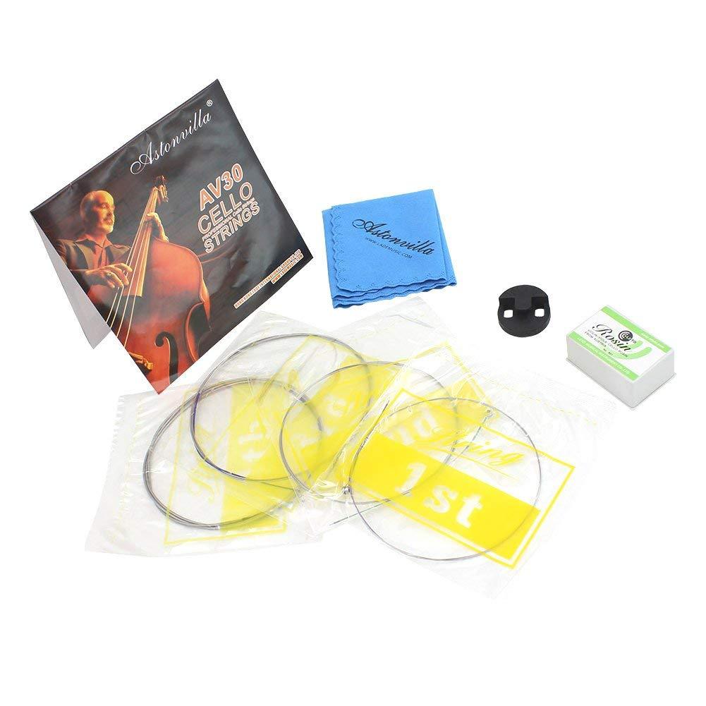Mute Cleaning Instrument Kits, Cello Strings Cello Practice Mute Cleaning Cloth Rosin Instrument Accessory