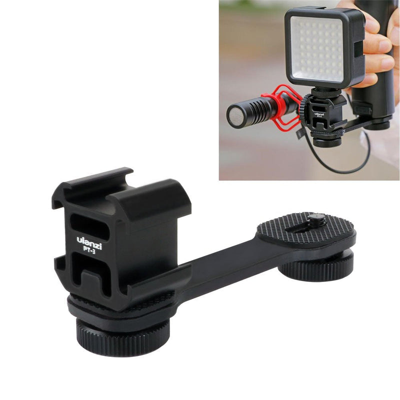 Triple Cold Shoe Mount Gimbal Extension Bracket, Universal Mic Stand and Light Mount Plate Adapter for Zhiyun Smooth 4/Smooth Q/DJI OSMO Mobile 2/Feiyu Vimble 2 Gimbal Stabilizer Accessories