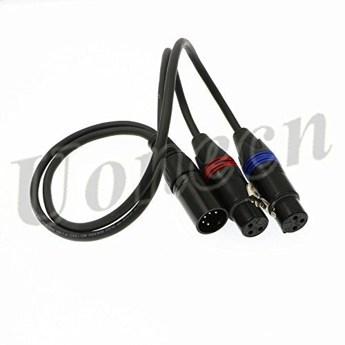 2 pcs XLR 3 pin female plug to XLR 5 pin male plug Audio Signal Cable for Arri Camera