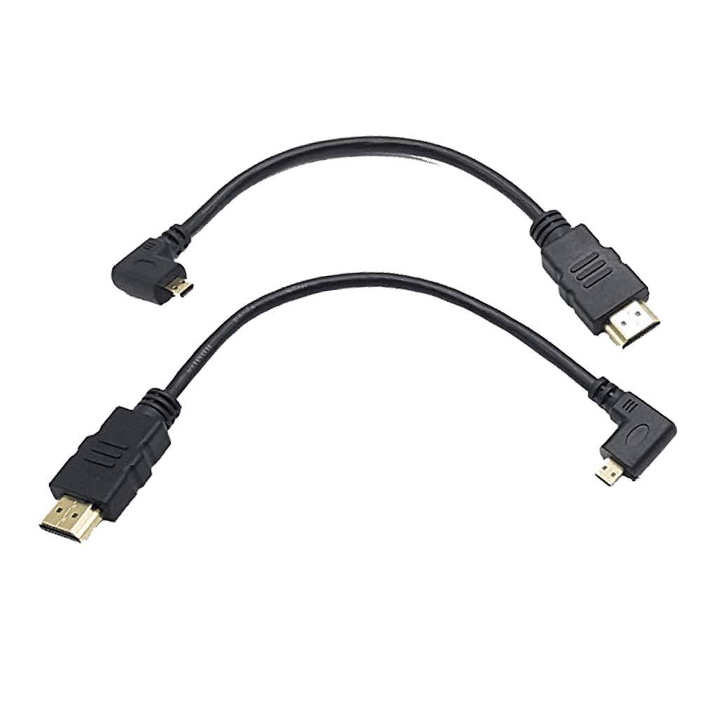 Seadream 8inch 90 Degree Angle Micro HDMI Male To HDMI Male Cable Connector (2pcs:1pcs left angled+1pcs right angled) 2pcs each of left angled and right angled