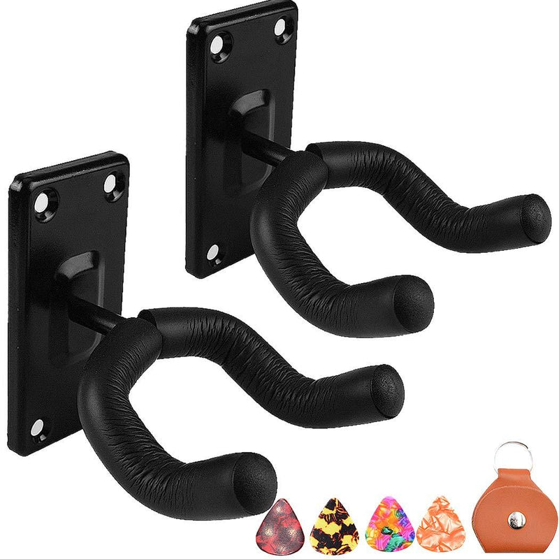 Guitar hanger Guitar hook Guitar holder Guitar wall mount hangers for Electric Acoustic and Bass Guitars (2 Pack Metal Square)