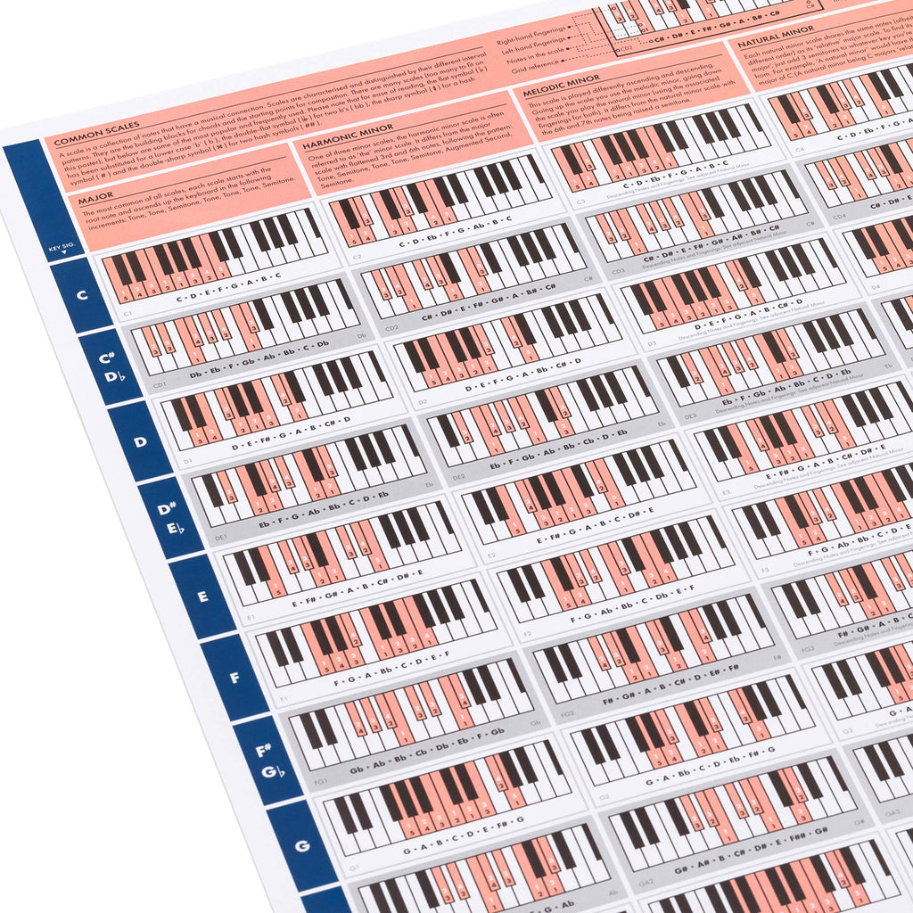 The Really Useful Piano Poster - Learn Piano, Music Theory & Music Composition with our fully illustrated Scales, Chords & Circle Of Fifths Chart - Perfect for Beginners - A1 Size - Folded Version