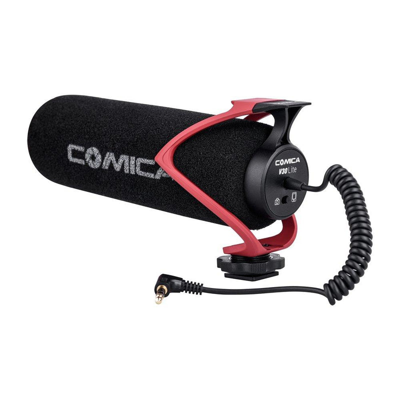 Comica CVM-V30 LITE Video Microphone Super-Cardioid Condenser On-Camera Shotgun Microphone for Canon Nikon Sony Panasonic Camera/DSLR/iPhone Samsung Huawei with 3.5mm Jack（Red） CVM-V30 LITE R