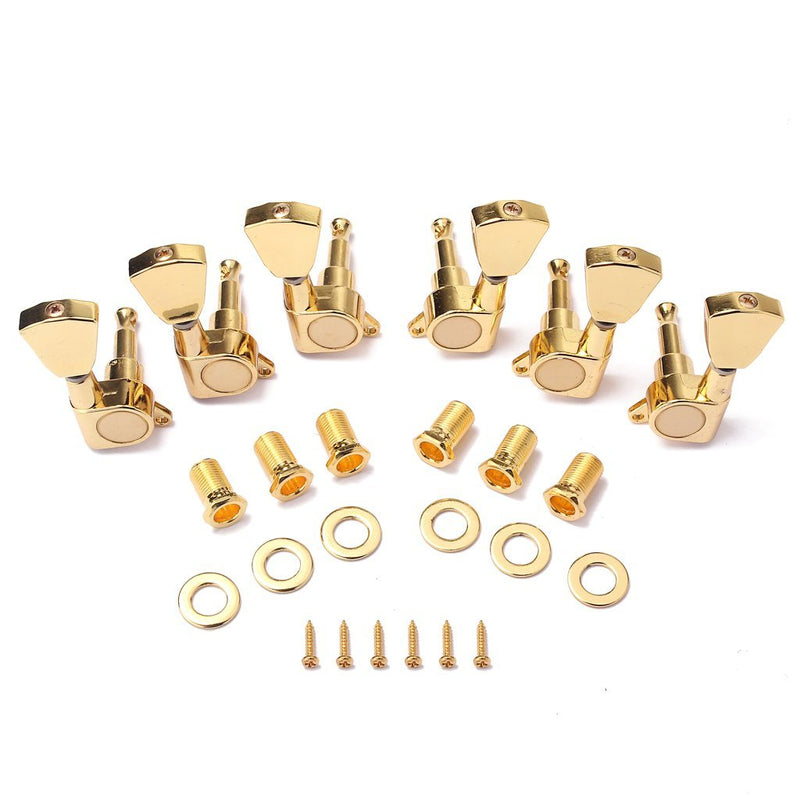 Alnicov 6PCS 3L3R Guitar String Tuning Pegs Sealed Machine Heads Tuners Kit for Gibson Les Paul Electric Acoustic Guitars Gear Ratio of 1:18-Gold